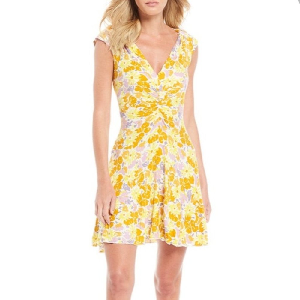 Free people yellow flower dress XS